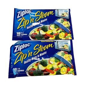 Ziploc Brand Zip 'n Steam Cooking Bags, 10 Count NEW